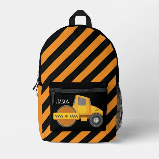 男のクール子の建築パバートラック名を追加 プリントバックパック (正面)