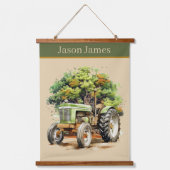 男のクール子トラクター愛好家の名前を追加 吊り下げ型タペストリー (正面)
