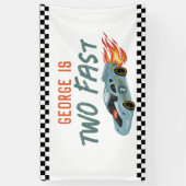 男のクール子2速2番目の誕生日ホットカー 横断幕 (縦)