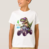 男のクール子4th誕生日の先史時代の恐竜 tシャツ (正面)