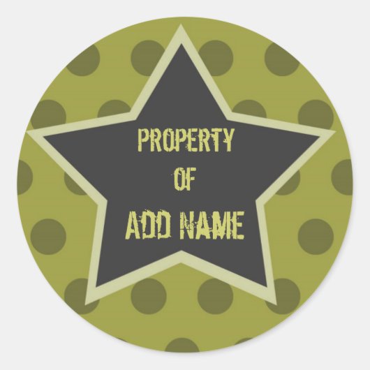 男のクール子"キャンプステッカーのプロパティ ラウンドシール (正面)