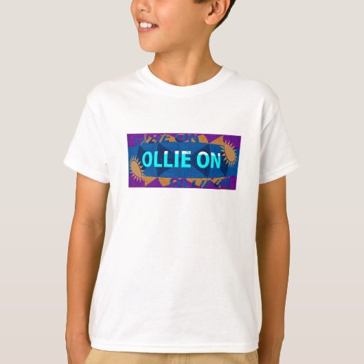 男のクール子"Ollie On"スケートボードTシャツ Tシャツ (正面)