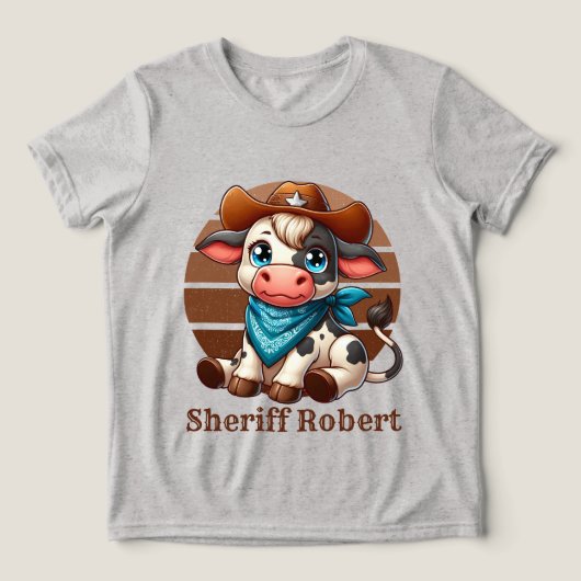 男のクール子sheriff追加文字牛 トライブレンドＴシャツ (デザイン正面)