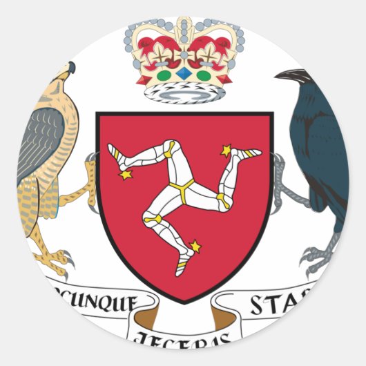 男のコート・オブ・アームズ島 – Manxエンブレム ラウンドシール (正面)