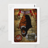 男のゴリラ食べ物のサイドショーバナー ポストカード (正面/裏面)