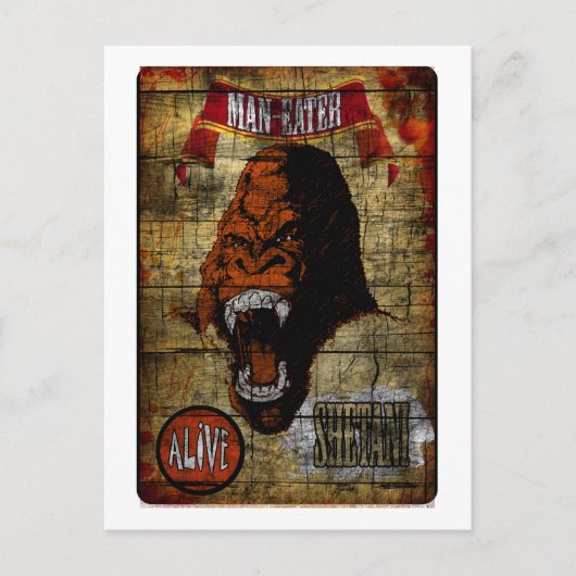 男のゴリラ食べ物のサイドショーバナー ポストカード (正面)