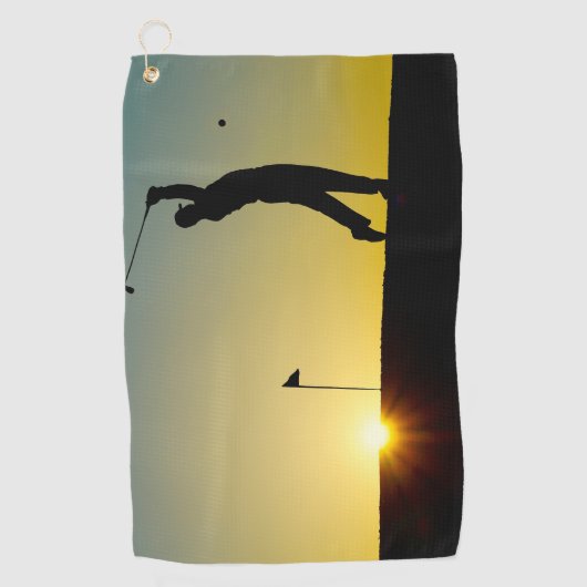 男のゴルフデザイン遊ゴルフタオルのシルエット ゴルフタオル (正面)