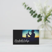 男のサクソフォン遊のシルエット 名刺 (スタンド正面)