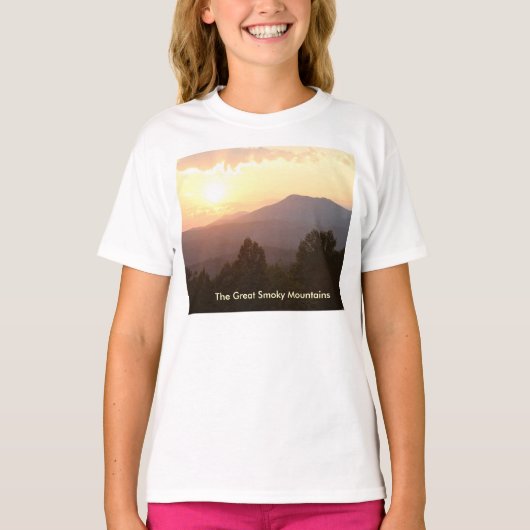 男のシャツ、スモーク素晴らしの山 Tシャツ (正面)