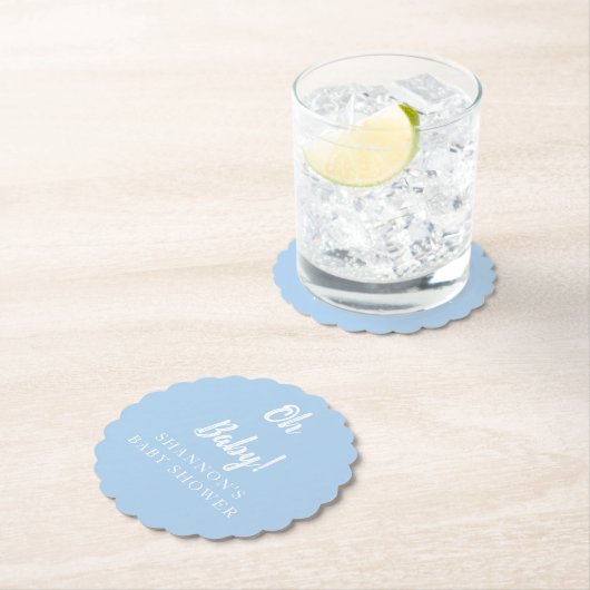 男のシンプル子のためのベビーオのライトブルー赤ちゃんシャワー ペーパーコースター (インサイチュ)