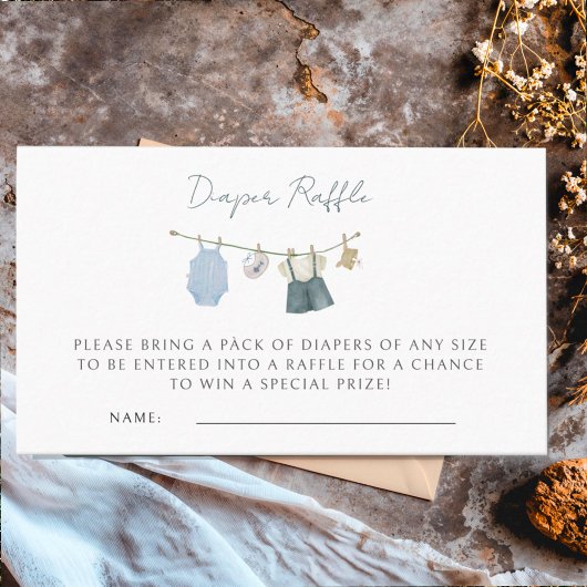 男のシンプル子の服の水の色ベビーシャワー エンクロージャーカード