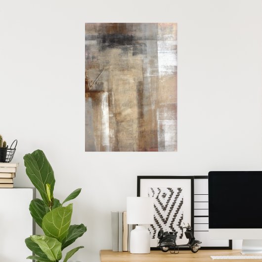 「男のスタイル」ブラウンとベージュの抽象芸術アートのポスター ポスター (ホームオフィス)