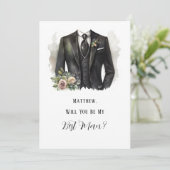 男のスーツとフローラが花婿介添人 招待状 (スタンド正面)