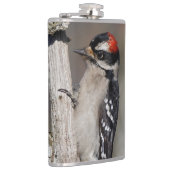 男のダウンしたウッドペッカーのプロフィール フラスク (右)