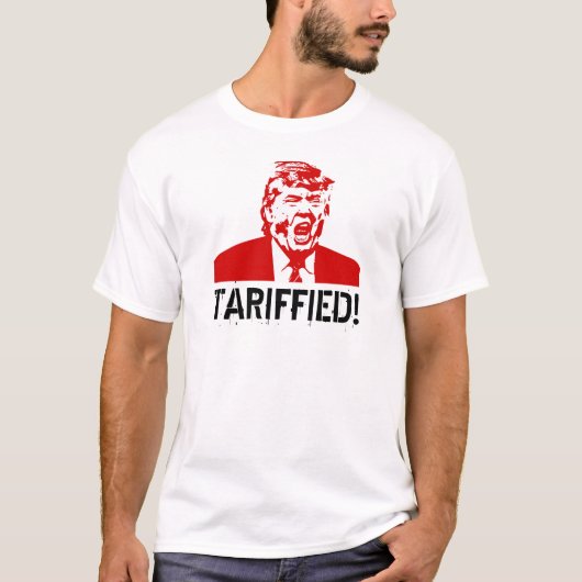 男のトランプTシャツ：「タリフィッド！」 トランプ嘘 Tシャツ (正面)