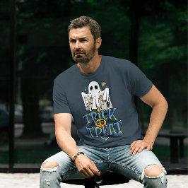 男のハロウィーンTシャツをトリックまたはトリートする Tシャツ