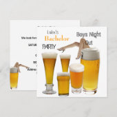 男のバチェラーパーティー ビール ボーイズ ナイト レッグス 招待状 (正面/裏面)