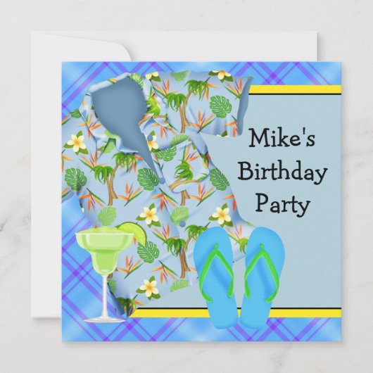 男のバーベキュー マルガリータ 誕生日パーティー 招待状 (正面)