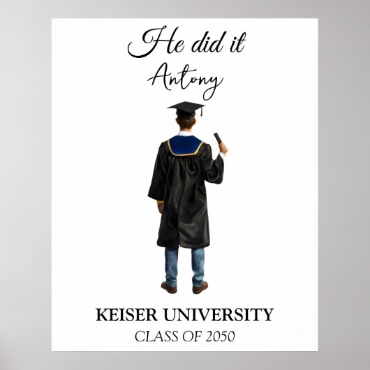 男のパーソナライズされた卒業式,男の子のための卒業 ポスター (正面)