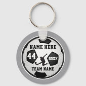 男のパーソナライズされた子と自分の色のためのサッカーの贈り物 キーホルダー (正面)