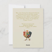 男のパーソナライズされた子に乗るルースターイースターエッグ狩り シーズンカード (裏面)