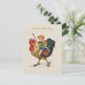 男のパーソナライズされた子に乗るルースターイースターエッグ狩り シーズンカード (スタンド正面)