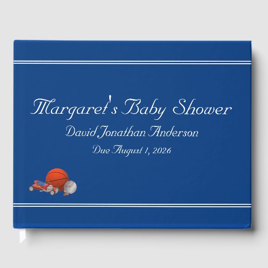 男のパーソナライズされた子のおもちゃをテーマ ゲストブック (正面)