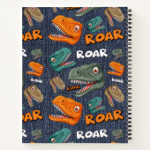 男のパーソナライズされた子のための恐竜の轟音の名前のノート ノートブック (裏面)