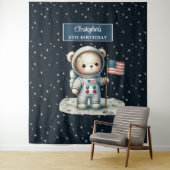 男のパーソナライズされた子のパーティーの背景と宇宙ベア タペストリー (インサイチュ)