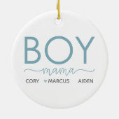 男のパーソナライズされた子のママ セラミックオーナメント (裏面)