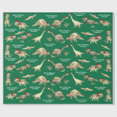 男のパーソナライズされた子の名前の恐竜のクリスマス ラッピングペーパー (フラット)