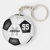 男のパーソナライズされた子の名前ジャージー・ナンバー キーホルダー (裏面)