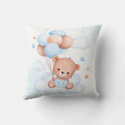 男のパーソナライズされた子の名前teddy bear collageギフト クッション (裏面)