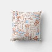 男のパーソナライズされた子の名前teddy bear collageギフト クッション (正面)