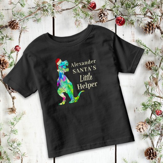 男のパーソナライズされた子の恐竜のクリスマス トドラーTシャツ