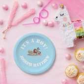 男のパーソナライズされた子の毛皮の動物の紙プレート ペーパープレート (パーティー)