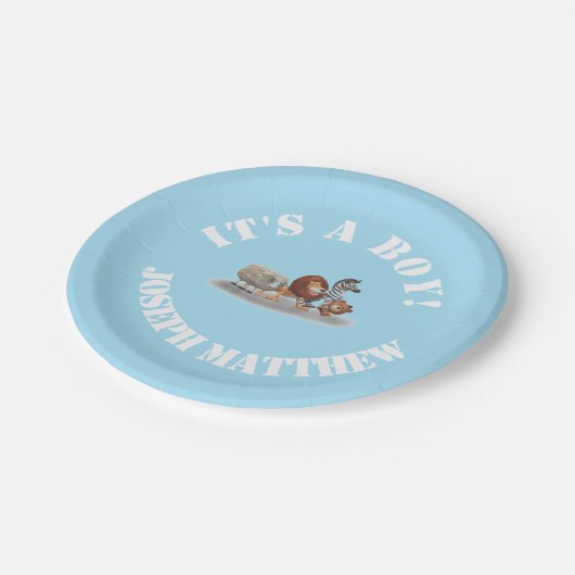 男のパーソナライズされた子の毛皮の動物の紙プレート ペーパープレート (アングル)