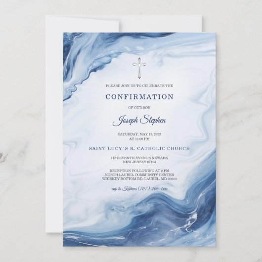 男のパーソナライズされた子の確認招待状 招待状 (正面)