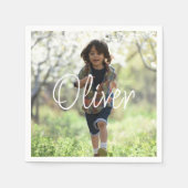 男のパーソナライズされた子の誕生日かわいい スタンダードカクテルナプキン (正面)