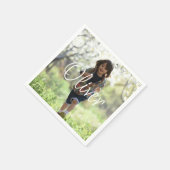 男のパーソナライズされた子の誕生日かわいい スタンダードカクテルナプキン (角)