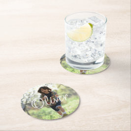 男のパーソナライズされた子の誕生日かわいい ラウンドペーパーコースター