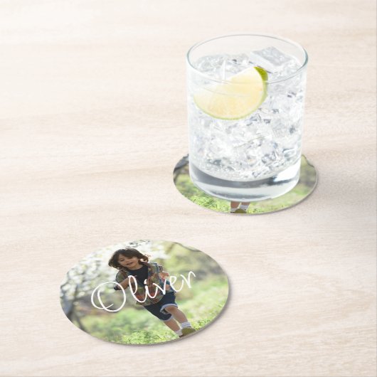 男のパーソナライズされた子の誕生日かわいい ラウンドペーパーコースター (インサイチュ)