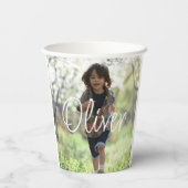 男のパーソナライズされた子の誕生日かわいい 紙コップ (裏面)