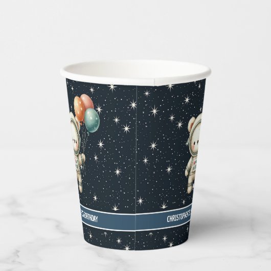 男のパーソナライズされた子の誕生日パーティーカップテディベア 紙コップ (右)