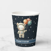 男のパーソナライズされた子の誕生日パーティーカップテディベア 紙コップ (正面)