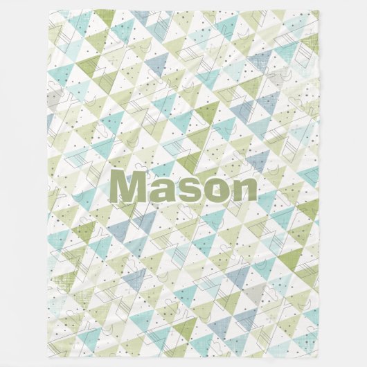 男のパーソナライズされた子の部屋のテペモダンパターン フリースブランケット (正面)