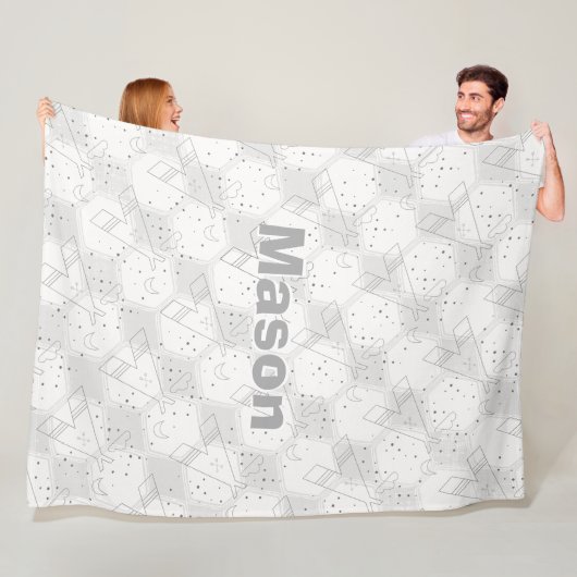 男のパーソナライズされた子の部屋テペの幾何学的パターン フリースブランケット (インサイチュ)