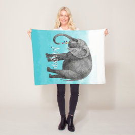 男のパーソナライズされた子の部屋パターン象 フリースブランケット