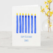 男のパーソナライズされた子の青いキャンドルの誕生日カード カード (黄色い花)