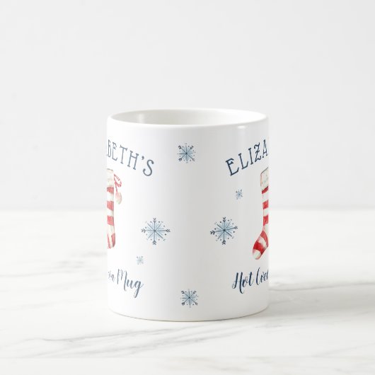 男のパーソナライズされた子または女の子ホリデーホットココアマグ コーヒーマグカップ (中央)